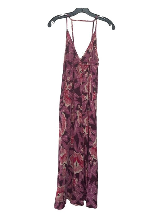 Equipment Size L Beige Purple Cream Silk Floral Spaghetti Strap Midi Dress Beige Purple Cream / L