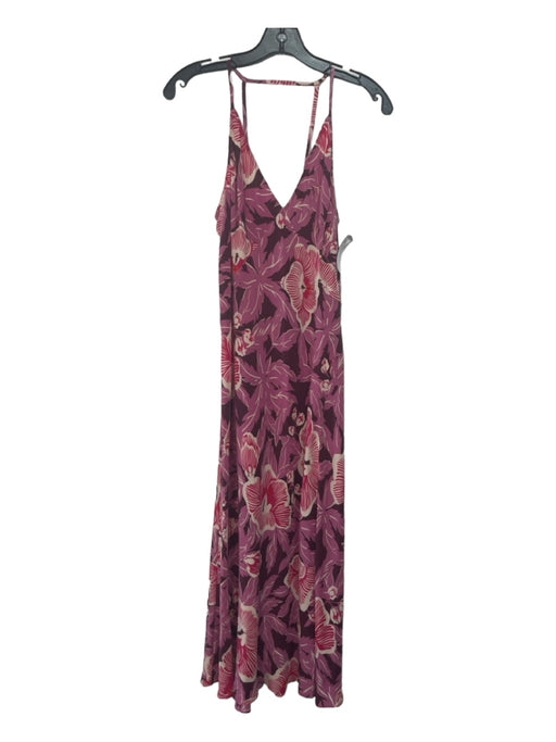 Equipment Size L Beige Purple Cream Silk Floral Spaghetti Strap Midi Dress Beige Purple Cream / L