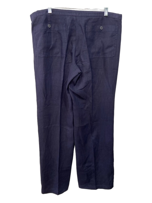 Vince Size L Navy Linen Drawstring Waist Straight Leg Flat Pocket Pants Navy / L