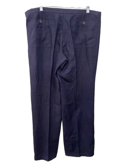 Vince Size L Navy Linen Drawstring Waist Straight Leg Flat Pocket Pants Navy / L