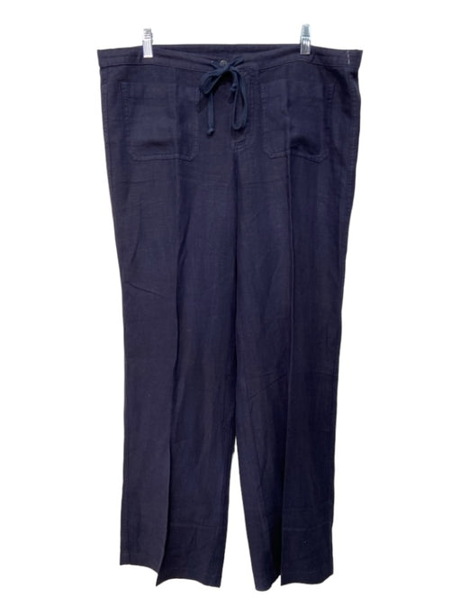 Vince Size L Navy Linen Drawstring Waist Straight Leg Flat Pocket Pants Navy / L