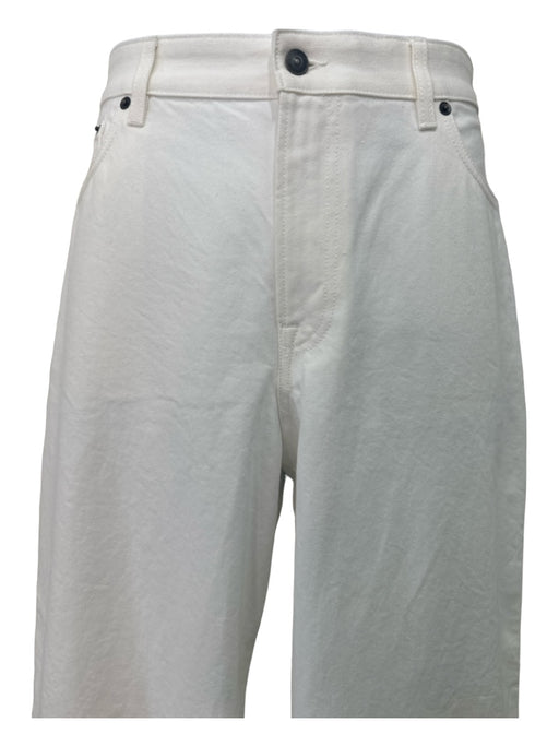 The Row Size 8/10 White Cotton Denim Mid Rise Wide Leg 5 Pocket Jeans White / 8/10