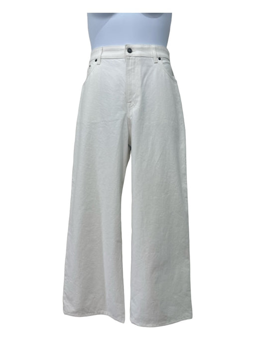 The Row Size 8/10 White Cotton Denim Mid Rise Wide Leg 5 Pocket Jeans White / 8/10