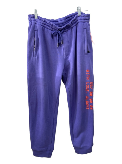 Dolce & Gabbana Size 48 Purple & Orange Cotton Blend Words Jogger Men's Pants 48