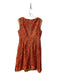 Lela Rose Size 10 Red & Tan Linen Round Neck Sleeveless Back Zip Laser cut Dress Red & Tan / 10