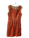 Lela Rose Size 10 Red & Tan Linen Round Neck Sleeveless Back Zip Laser cut Dress Red & Tan / 10