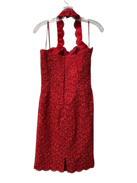 Helen Morley Size 10 Red Rayon Blend Halter Back Zip Knee Length Dress Red / 10