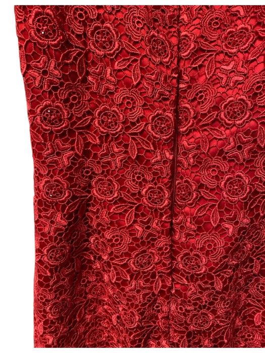 Helen Morley Size 10 Red Rayon Blend Halter Back Zip Knee Length Dress Red / 10