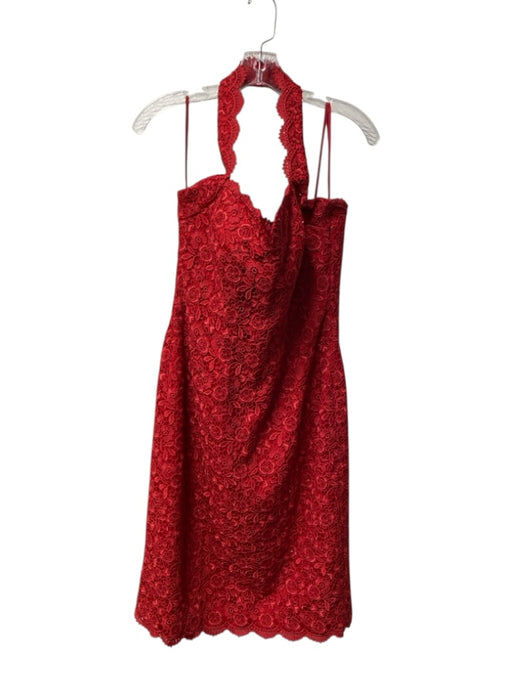 Helen Morley Size 10 Red Rayon Blend Halter Back Zip Knee Length Dress Red / 10