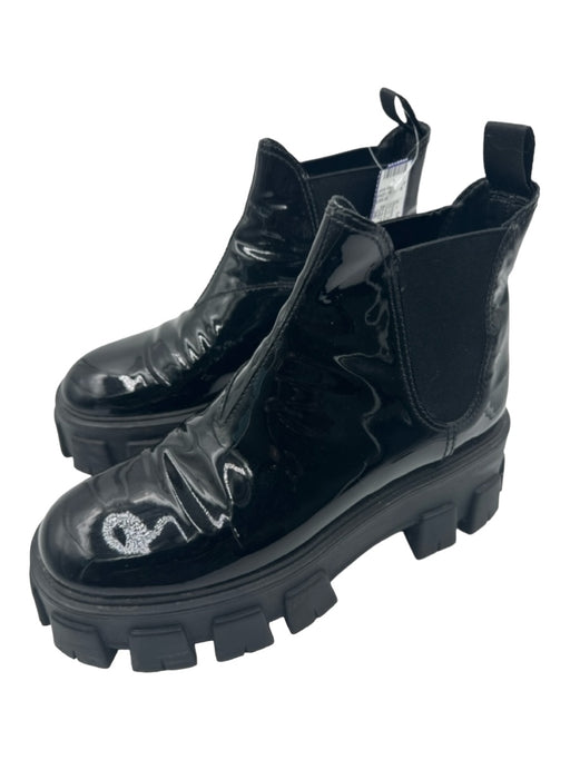 Prada Shoe Size 38 Black Patent Leather Platform Chelsea Ankle Booties Black / 38