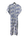 Maria + Cornejo Size 4 White & Blue Cotton Sleeveless Abstract Print Jumpsuit White & Blue / 4