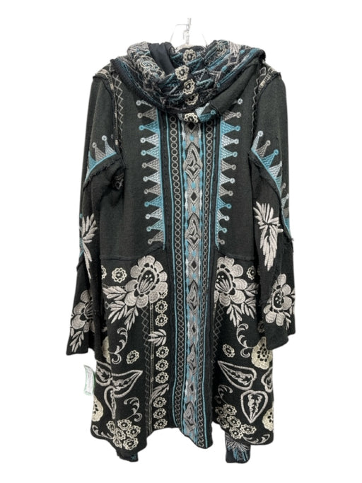 Biya Johnny Was Size S Gray, Blue & Cream Acrylic & Cotton Embroidered Cardigan Gray, Blue & Cream / S