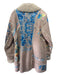 Johnny Was Size M Beige & Blue Print Faux Suede Fleece Lining Floral Coat Beige & Blue Print / M