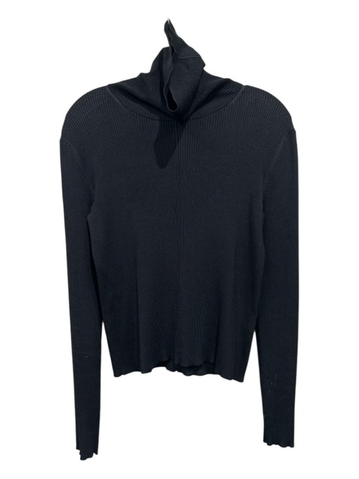 Veronica Beard Size M Black Viscose & Nylon Blend Turtle Neck Long Sleeve Top Black / M
