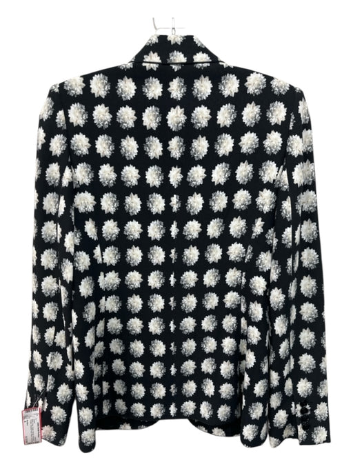 MaxMara Size 4 Black, Gray, Cream Viscose floral print 2 button Blazer Jacket Black, Gray, Cream / 4