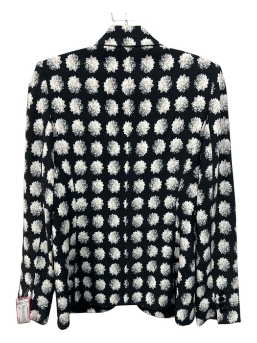 MaxMara Size 4 Black, Gray, Cream Viscose floral print 2 button Blazer Jacket Black, Gray, Cream / 4