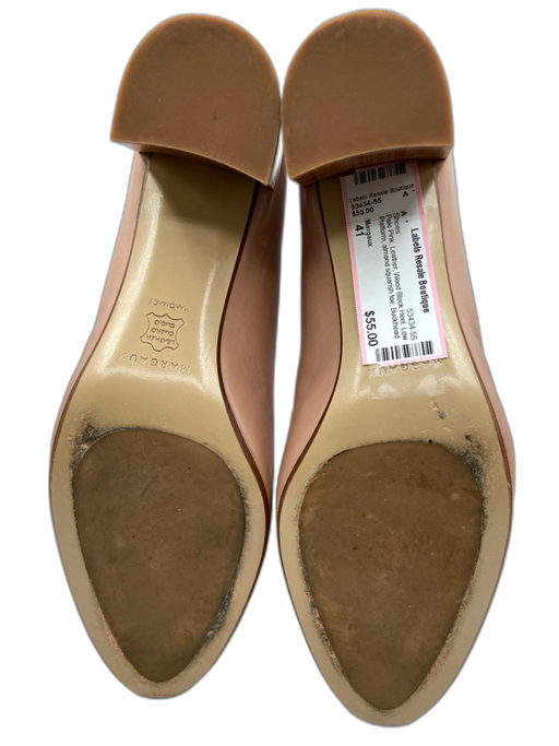 Margaux Shoe Size 41 Pale Pink Leather Wood Block Heel Low Platform Shoes Pale Pink / 41