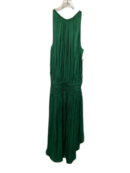 Ramy Brook Size S Green Polyester Satin Sleeveless Keyhole Back Dress Green / S