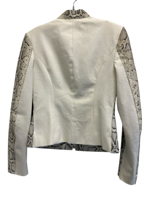 Elie Tahari Size Small Cream & Black Lamb leather Zip Front Chore Pockets Jacket Cream & Black / Small