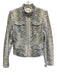 Elie Tahari Size Small Cream & Black Lamb leather Zip Front Chore Pockets Jacket Cream & Black / Small