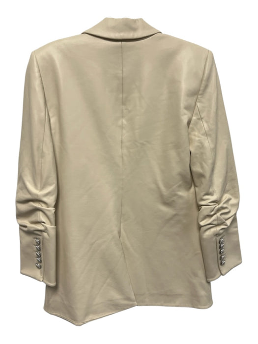 Veronica Beard Size 2 Cream White Faux Leather 3/4 Sleeve Button Detail Jacket Cream White / 2