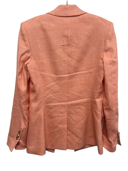 Veronica Beard Size 4 Coral Pink Linen Blend Long Sleeve Button Front Jacket Coral Pink / 4