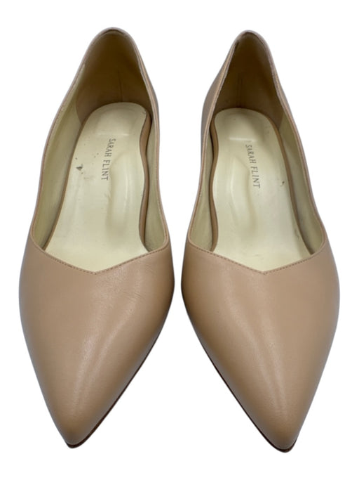Sarah Flint Shoe Size 41.5 Beige Leather Pointed Toe Kitten Heel Pumps Beige / 41.5