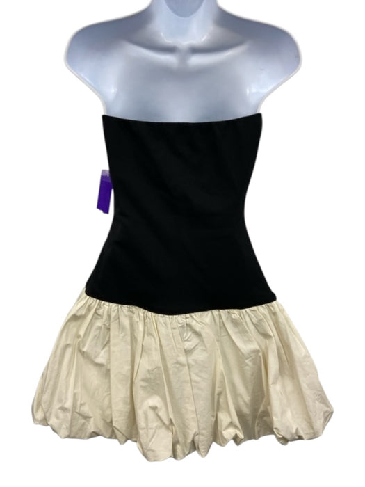 Lovers and Friends Size S Black & Cream White Cotton Blend Strapless Dress Black & Cream White / S