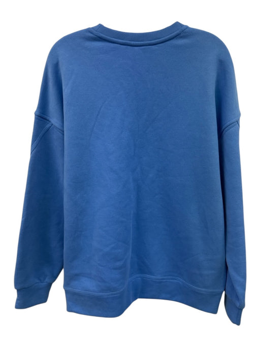 Spanx Size M Blue Cotton Blend Crewneck Oversized Ribbed Hem Pullover Sweater Blue / M