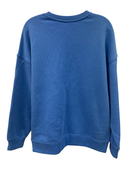 Spanx Size M Blue Cotton Blend Crewneck Oversized Ribbed Hem Pullover Sweater Blue / M