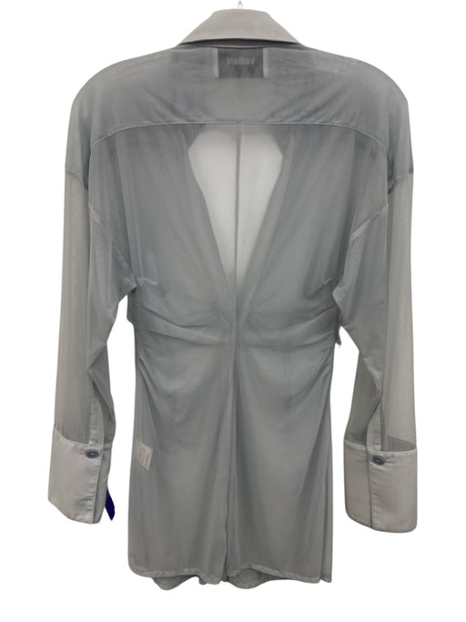 Vaillant Size 36 Dusty Blue Polyamide Blend Mesh Long Sleeve Ruched Top Dusty Blue / 36