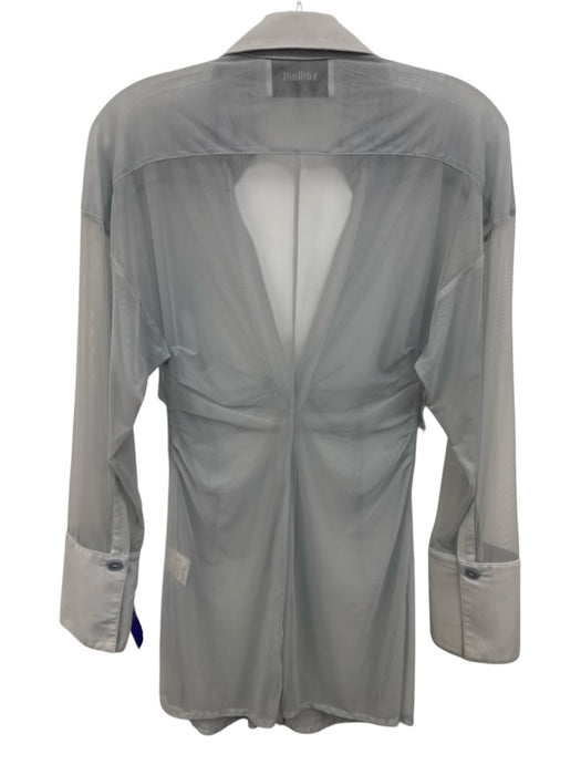Vaillant Size 36 Dusty Blue Polyamide Blend Mesh Long Sleeve Ruched Top Dusty Blue / 36