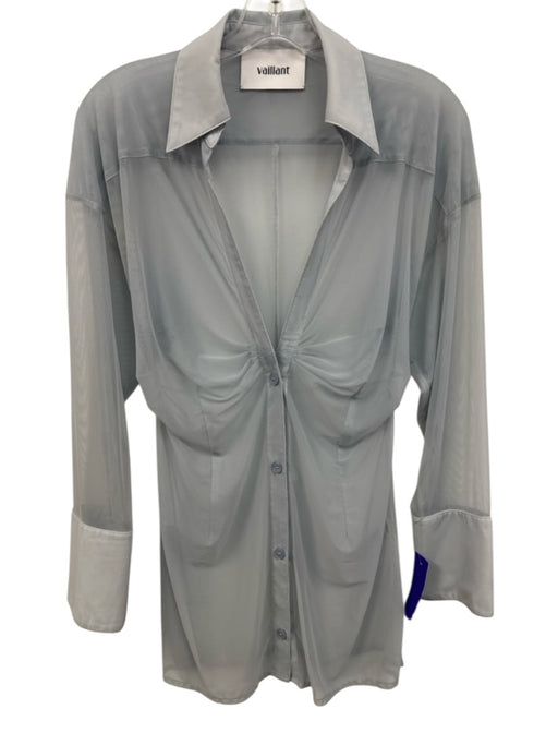 Vaillant Size 36 Dusty Blue Polyamide Blend Mesh Long Sleeve Ruched Top Dusty Blue / 36