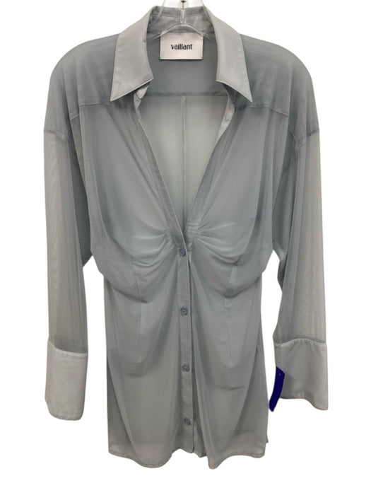 Vaillant Size 36 Dusty Blue Polyamide Blend Mesh Long Sleeve Ruched Top Dusty Blue / 36