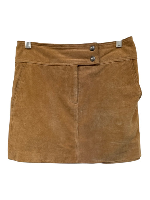 Blank NYC Size 26 Light Brown Leather Suede Snap Button Pocketed Mini Skirt Light Brown / 26