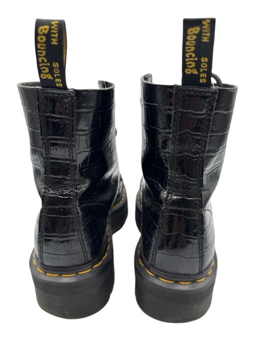 Dr. Martens Shoe Size 9 Black Leather Upper Croc Embossed Zip Front Boots Black / 9