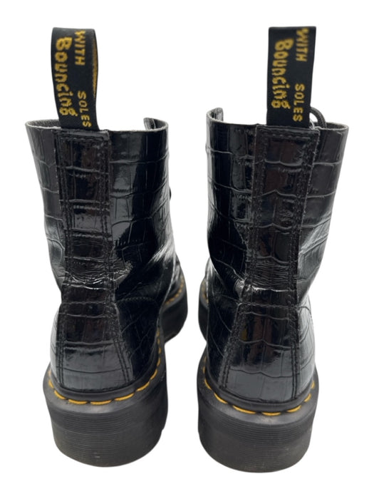 Dr. Martens Shoe Size 9 Black Leather Upper Croc Embossed Zip Front Boots Black / 9