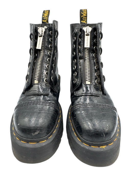 Dr. Martens Shoe Size 9 Black Leather Upper Croc Embossed Zip Front Boots Black / 9