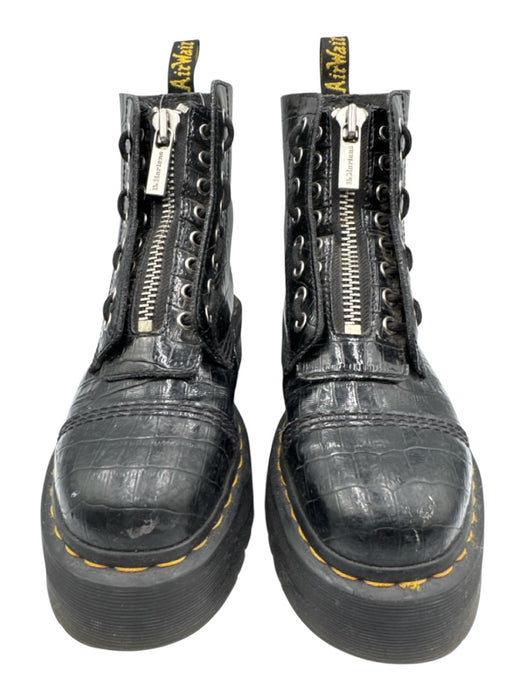 Dr. Martens Shoe Size 9 Black Leather Upper Croc Embossed Zip Front Boots Black / 9