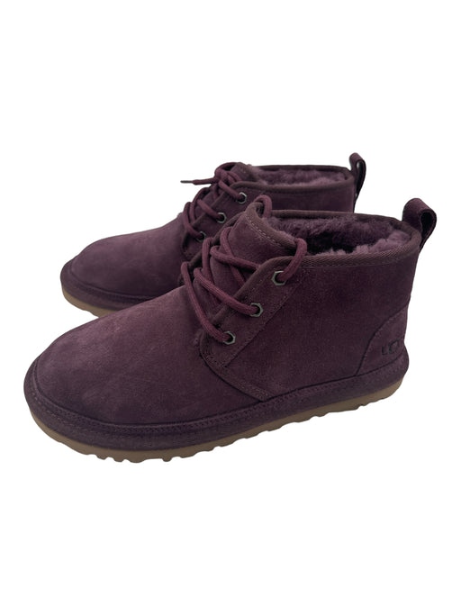Ugg Shoe Size 7 Purple Suede Lace Up Ankle Fur Lined Stitch detail Booties Purple / 7