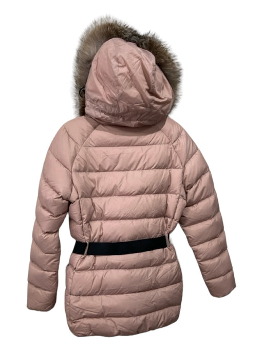 Moncler Size 3 Blush Pink Polyamide Zip Front Fur Trim Hoodie Puffer Jacket Blush Pink / 3