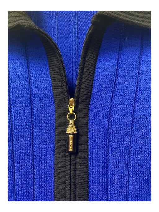 St John Collection Size 2 Black & Blue Knit Color Block Front Zip Sweater Black & Blue / 2