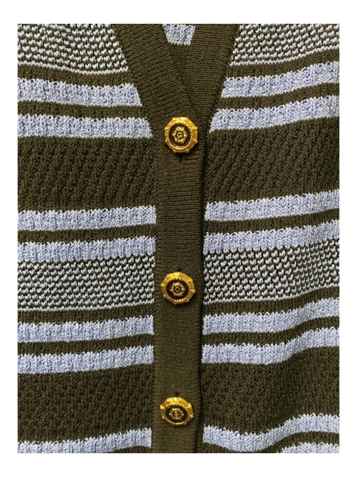 St John Collection Size 2 Blue & Black Knit V Neck Horizontal Stripe Sweater Set Blue & Black / 2