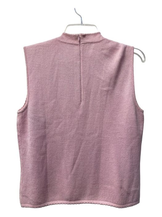 St John Size Small Pink Knit Sleeveless High Neck Back Zip Top Pink / Small