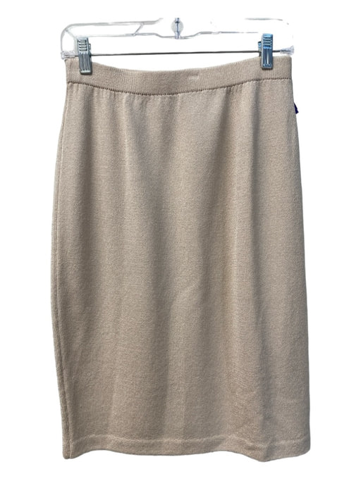 St John Collection Size 6 Off White Knit Elastic Waist Pull On Knee Length Skirt Off White / 6