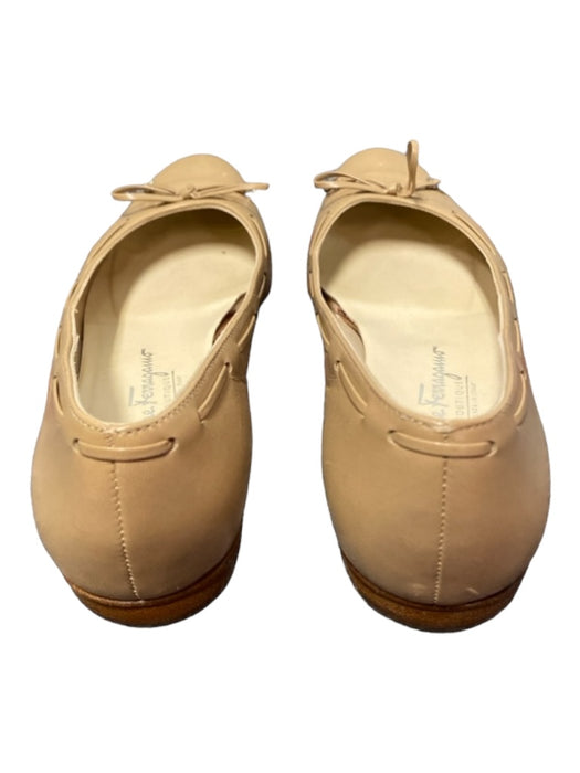 Salvatore Ferragamo Shoe Size 7.5 Tan Leather Almond Toe Bow Detail Flat Shoes Tan / 7.5