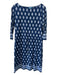 J Mclaughlin Size M Blue & White Nylon Blend Printed Wide Neck 3/4 Sleeve Dress Blue & White / M