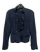 Elizabeth & James Size 4 Navy Blue Silk Button Ruffle Detail Front Pocket Jacket Navy Blue / 4