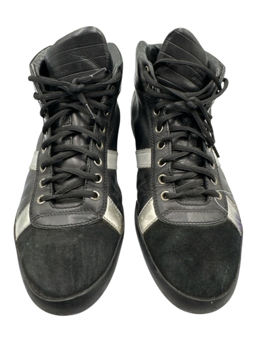Dior Homme Shoe Size Est 10 AS IS Black & Silver Leather Soldier High Top Shoes Black & Silver / Est 10