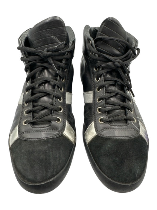 Dior Homme Shoe Size Est 10 AS IS Black & Silver Leather Soldier High Top Shoes Black & Silver / Est 10